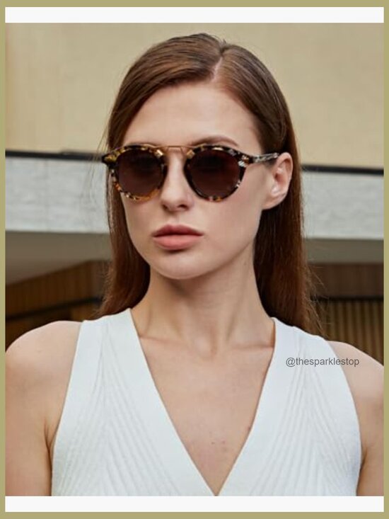 Acetate Polarized Sunglasses for Women Small Face Retro Round main image 7